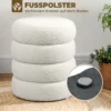 Hocker, Rond, Teddyfleece, Tot 120kg, Φ40x45H Cm, Wit
