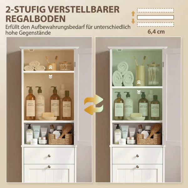 Hoge Badkamerkast Met Kantelbaar Wasvak, Smalle Badkamerkast 180cm Wit