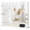 Hollywood Spiegel Met 18 LEDs Make upspiegel 80x60 Cm Cosmetische Spiegel Met 3 Lichtkleuren, Verstelbare Helderheid