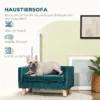 Hondensofa Hondenbed Hondenbank Van Fluweel Met Rugleuning, Houten Poten, Kussen, Tot 8 Kg 64 X 45 X 36 Cm Blauw