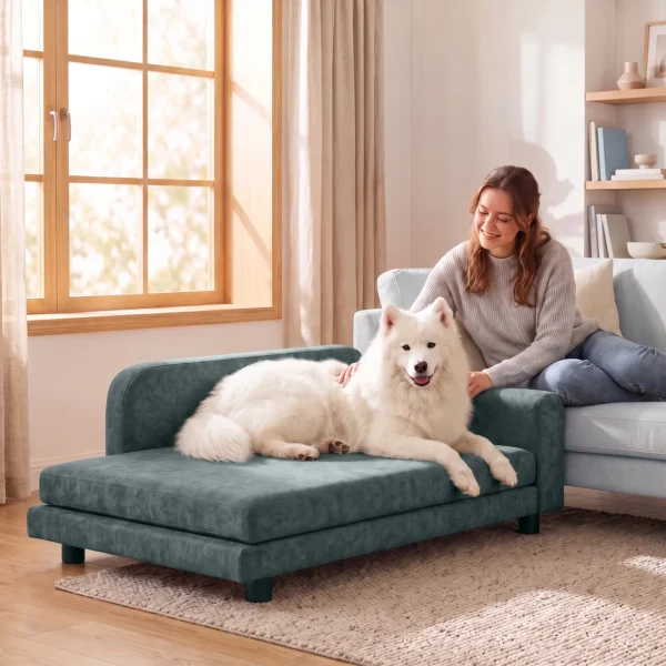 Hondensofa XL Orthopedisch Hondenbed Met Rugleuning Afneembaar Kussen Voor Grote Honden Onder De 35 Kg