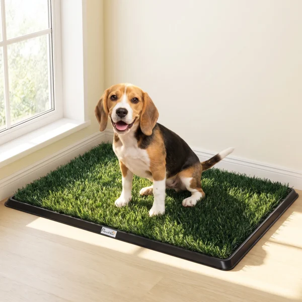 Hondentoilet 76 X 50,5 Cm Hondentoilet Met 1 Wasbaar Kunstgras Puppytoilet Voor Honden Voor Balkon Thuis Zwart+Groen