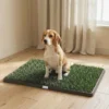 Hondentoilet 76 X 50,5 Cm Hondentoilet Met 1 Wasbaar Kunstgras Puppytoilet Voor Honden Voor Balkon Thuis Zwart+Groen