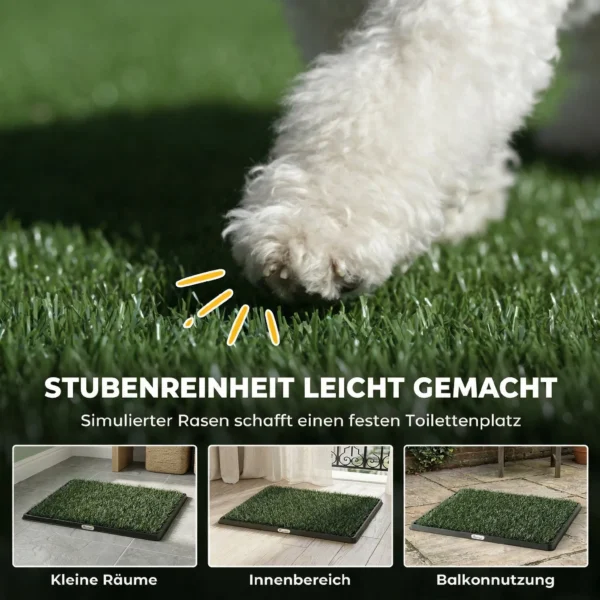 Hondentoilet 76 X 50,5 Cm Hondentoilet Met 1 Wasbaar Kunstgras Puppytoilet Voor Honden Voor Balkon Thuis Zwart+Groen
