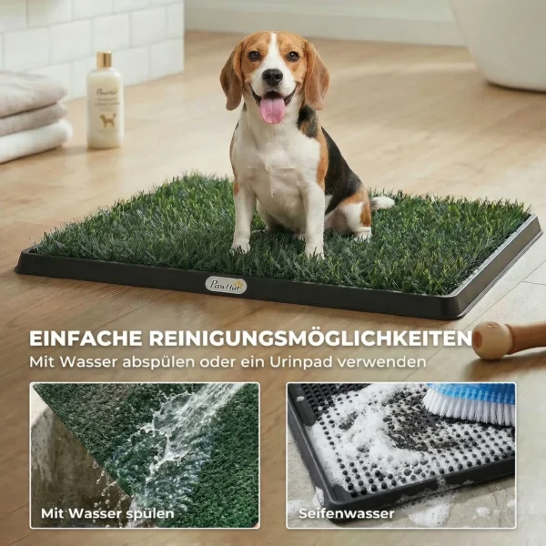 Hondentoilet 76 X 50,5 Cm Hondentoilet Met 1 Wasbaar Kunstgras Puppytoilet Voor Honden Voor Balkon Thuis Zwart+Groen