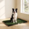 Hondentoilet 76 X 50,5 Cm Hondentoilet Met 1 Wasbaar Kunstgras Puppytoilet Voor Honden Voor Balkon Thuis Zwart+Groen