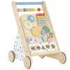 Houten Baby Loopwagen Loopondersteuning Met Wielen, Verstelbare Snelheid, Bouwblokken Voor Peuters Vanaf 18 Maanden