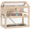Houten Hamsterkooi Met 3 Verdiepingen 76 X 45,5 X 77 Cm Knaagdierkooi Kleine Dierenkooi Met Afneembare Schaal Acrylplaat Loopwiel