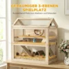 Houten Hamsterkooi Met 3 Verdiepingen 76 X 45,5 X 77 Cm Knaagdierkooi Kleine Dierenkooi Met Afneembare Schaal Acrylplaat Loopwiel