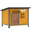 Houten Hondenhok Buiten Met Openklapbaar Asfaltdak, Uitneembare Vloer, Deurgordijn, Stalen Frame 84,5x62x65cm