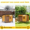 Houten Hondenhok Buiten Met Openklapbaar Asfaltdak, Uitneembare Vloer, Deurgordijn, Stalen Frame 84,5x62x65cm