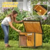 Houten Hondenhok Buiten Met Openklapbaar Asfaltdak, Uitneembare Vloer, Deurgordijn, Stalen Frame 84,5x62x65cm