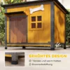 Houten Hondenhok Buiten Met Openklapbaar Asfaltdak, Uitneembare Vloer, Deurgordijn, Stalen Frame 84,5x62x65cm
