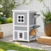 Houten Kattenhuis Met 2 Verdiepingen, Winterbestendig, Waterdicht, Kattenhut Met Asfaltdak, Trappen, Ramen, Kattengrot, Outdoor Schuilhut Voor Buiten, Tuin, Balkon 51 X 51 X 81,3 Cm Lichtgrijs