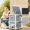 Houten Kattenhuis Met 2 Verdiepingen, Winterbestendig, Waterdicht, Kattenhut Met Asfaltdak, Trappen, Ramen, Kattengrot, Outdoor Schuilhut Voor Buiten, Tuin, Balkon 51 X 51 X 81,3 Cm Lichtgrijs