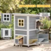 Houten Kattenhuis Met 2 Verdiepingen, Winterbestendig, Waterdicht, Kattenhut Met Asfaltdak, Trappen, Ramen, Kattengrot, Outdoor Schuilhut Voor Buiten, Tuin, Balkon 51 X 51 X 81,3 Cm Lichtgrijs