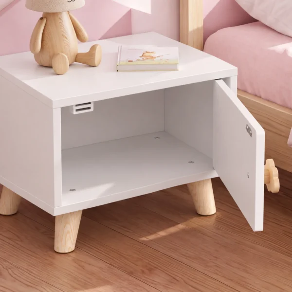 Houten Kindernachtkastje Met Opbergvak, Bijzettafel Voor Slaap En Woonkamer, Wit