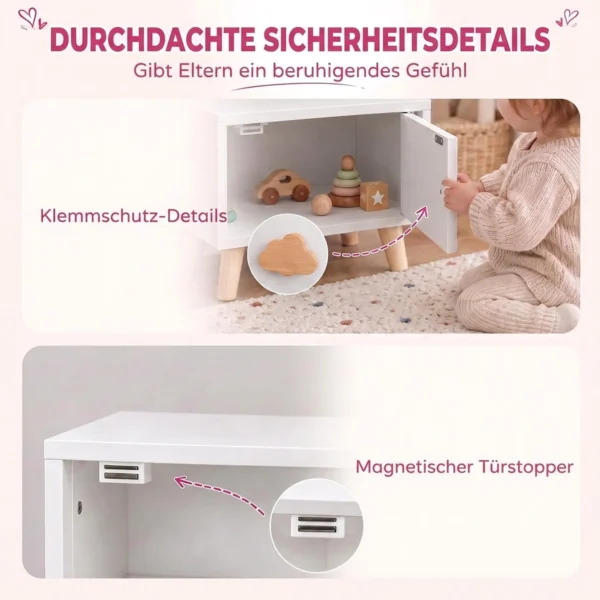 Houten Kindernachtkastje Met Opbergvak, Bijzettafel Voor Slaap En Woonkamer, Wit