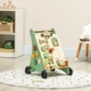 Houten Montessori Loopwagen Met Snelheidscontrole, Xylofoon, Tandwielen En Parel Labyrint Groen