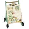 Houten Montessori Loopwagen Met Snelheidscontrole, Xylofoon, Tandwielen En Parel Labyrint Groen