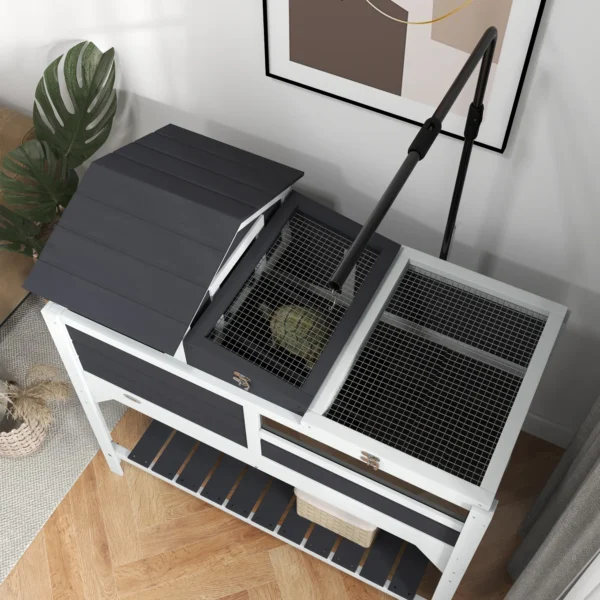 Houten Schildpaddenverblijf Met 2 Verdiepingen, Schildpaddenverblijf Met Plank, Lampenhouder, Hoofdhuis, Acrylvenster, Klapdak