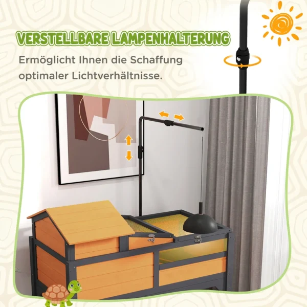 Houten Schildpaddenverblijf Met 2 Verdiepingen, Schildpaddenverblijf Met Plank, Lampenhouder, Hoofdhuis, Acrylvenster, Klapdak