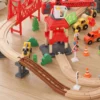 Houten Treinset 91 Delen Treinset Met Kraan, Treinen, Bouwvoertuigen, Rails Brug Voor Kinderen Vanaf 3 Jaar