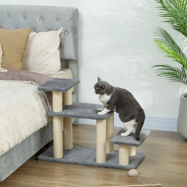 Hundetreppe 4 Stufen 68 Cm Hoch Verstellbar Haustiertreppe Für Kleine Hunde Katzentreppe Sisal Kratzbäumen, Spielball