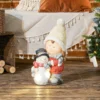 Kabouter Met Sneeuwpop, Tuinkabouter, 4 LED's, Op Batterijen, 25 X 18 X 45,5 Cm