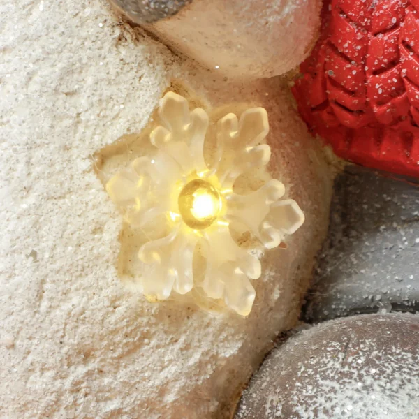 Kabouter Met Sneeuwpop, Tuinkabouter, 4 LED's, Op Batterijen, 25 X 18 X 45,5 Cm