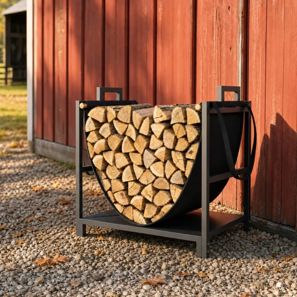 Kaminhoutrek 47,5 X 33 X 44cm Verhoogd Brandhoutrek Met Canvas Draagtas Tot 50 Kg Indoor Outdoor