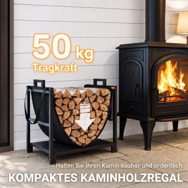 Kaminhoutrek 47,5 X 33 X 44cm Verhoogd Brandhoutrek Met Canvas Draagtas Tot 50 Kg Indoor Outdoor