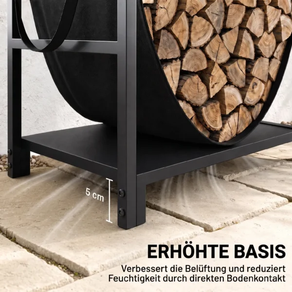 Kaminhoutrek 47,5 X 33 X 44cm Verhoogd Brandhoutrek Met Canvas Draagtas Tot 50 Kg Indoor Outdoor