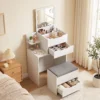 Kaptafel Met Spiegel En Kruk Met Klapspiegel, Make uptafel Met Lades, Wit