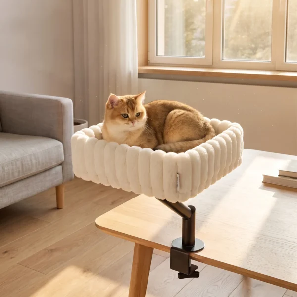 Katten Bureaubed, Kattenbed Voor Bureau Met 360° Rotatie, Hangende Bal Verstelbare Klem Voor Kat Onder 6 Kg
