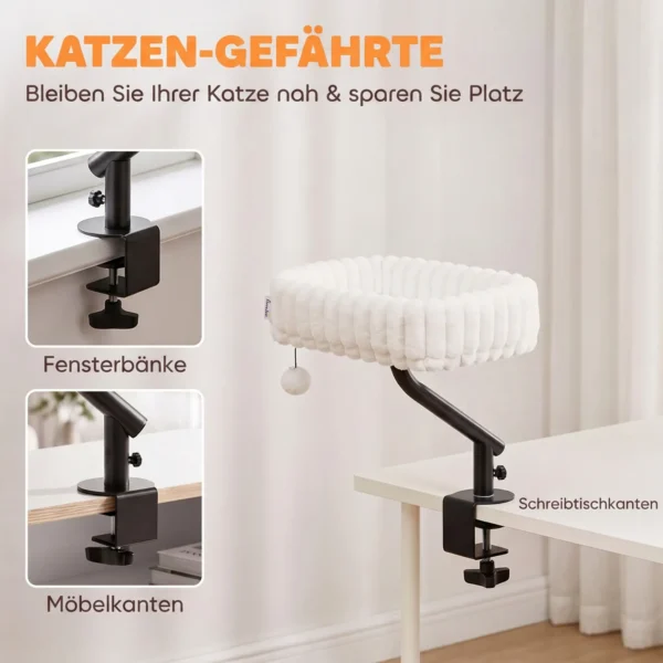 Katten Bureaubed, Kattenbed Voor Bureau Met 360° Rotatie, Hangende Bal Verstelbare Klem Voor Kat Onder 6 Kg