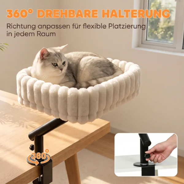 Katten Bureaubed, Kattenbed Voor Bureau Met 360° Rotatie, Hangende Bal Verstelbare Klem Voor Kat Onder 6 Kg