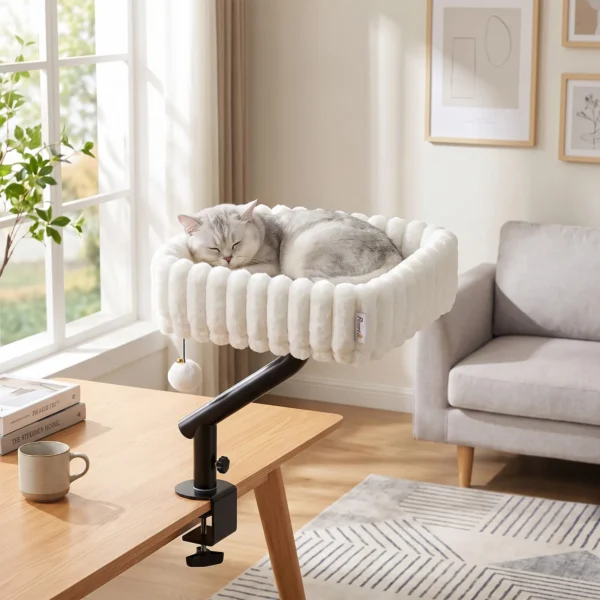 Katten Bureaubed, Kattenbed Voor Bureau Met 360° Rotatie, Hangende Bal Verstelbare Klem Voor Kat Onder 6 Kg