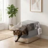 Kattenbak Van Roestvrij Staal Met Afneembaar Deksel XL 92L Voor Grote Katten 3 In 1 Met Schep Hoge Randen