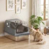 Kattenbak Van Roestvrij Staal Met Afneembaar Deksel XL 92L Voor Grote Katten 3 In 1 Met Schep Hoge Randen