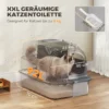 Kattenbak Van Roestvrij Staal Met Afneembaar Deksel XL 92L Voor Grote Katten 3 In 1 Met Schep Hoge Randen