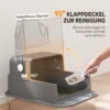 Kattenbak Van Roestvrij Staal Met Afneembaar Deksel XL 92L Voor Grote Katten 3 In 1 Met Schep Hoge Randen