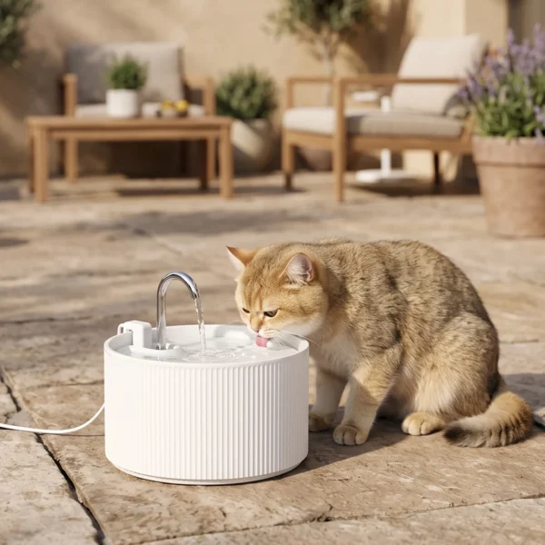 Kattenfontein 2,2L Keramische Drinkfontein Met 4 voudig Filtersysteem 2 Modi 1 Filter & Schuim Ultrastille Pomp, BPA vrij