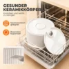 Kattenfontein 2,2L Keramische Drinkfontein Met 4 voudig Filtersysteem 2 Modi 1 Filter & Schuim Ultrastille Pomp, BPA vrij