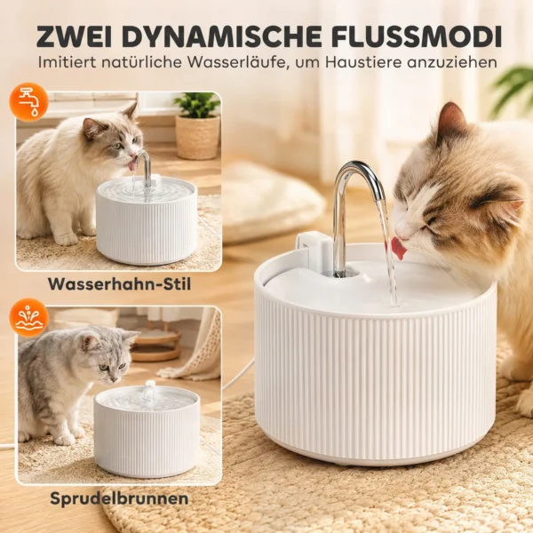 Kattenfontein 2,2L Keramische Drinkfontein Met 4 voudig Filtersysteem 2 Modi 1 Filter & Schuim Ultrastille Pomp, BPA vrij