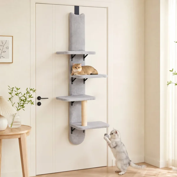 Kattenklimwand Voor De Deur Wandkrabpaal Met Sisal krabstam In Lichtgrijs