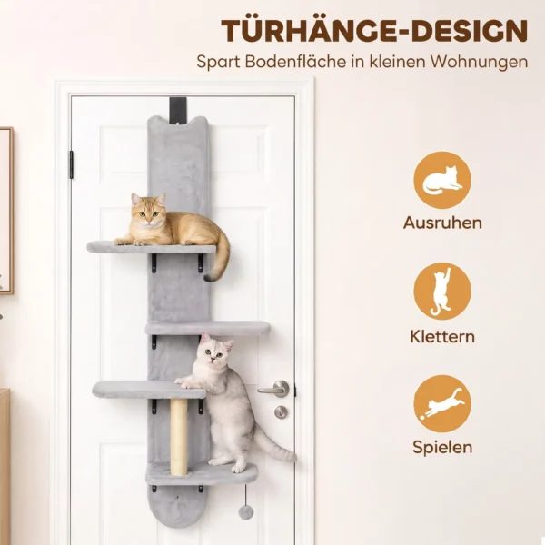 Kattenklimwand Voor De Deur Wandkrabpaal Met Sisal krabstam In Lichtgrijs