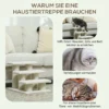 Kattentrap 3 Treden Huisdiertentrap Trap Voor Kat Huisdiertentrap Pluche 45 X 35 X 34 Cm Beige