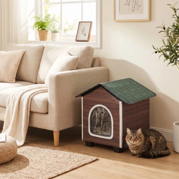 Katzenhaus Isolierte Katzenhütte Mit Kissen Eingang 44 X 42 X 45cm Wasserabweisend Oxford Stoff Erhöht