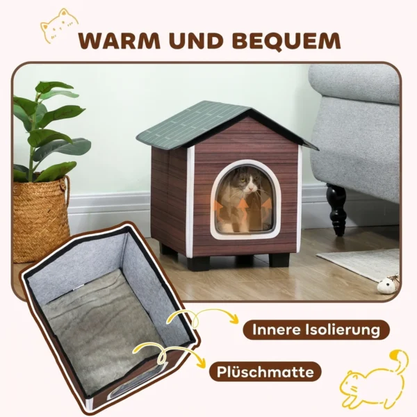 Katzenhaus Isolierte Katzenhütte Mit Kissen Eingang 44 X 42 X 45cm Wasserabweisend Oxford Stoff Erhöht